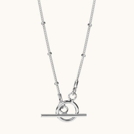 T Bar Bead Necklace Silver